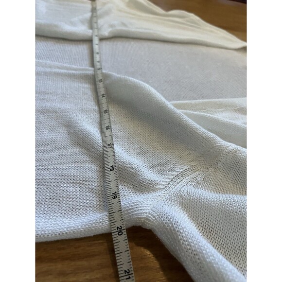 J Jill White Open Front Split Hem Linen Blend Knit Cardigan Size Medium Petite - Picture 9 of 9
